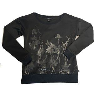 Rock & Republic Black Sweatshirt Size XS Thorns Rhinestones Floral Bling Women